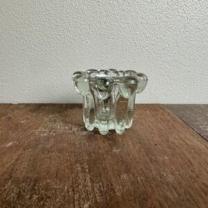 Reims France VINTAGE 1970s Clear Glass Votive Candle‎ Stick Holder